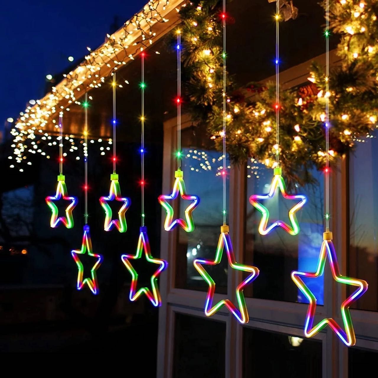 TLISMI Neon Star Curtain String Lights Multicolor 9 TLISMI Neon Star Curtain String Lights Multicolor 9